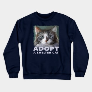 Adopt a Shelter Cat - with Cute Maine Coon Kitty - Rescue Pet Crewneck Sweatshirt